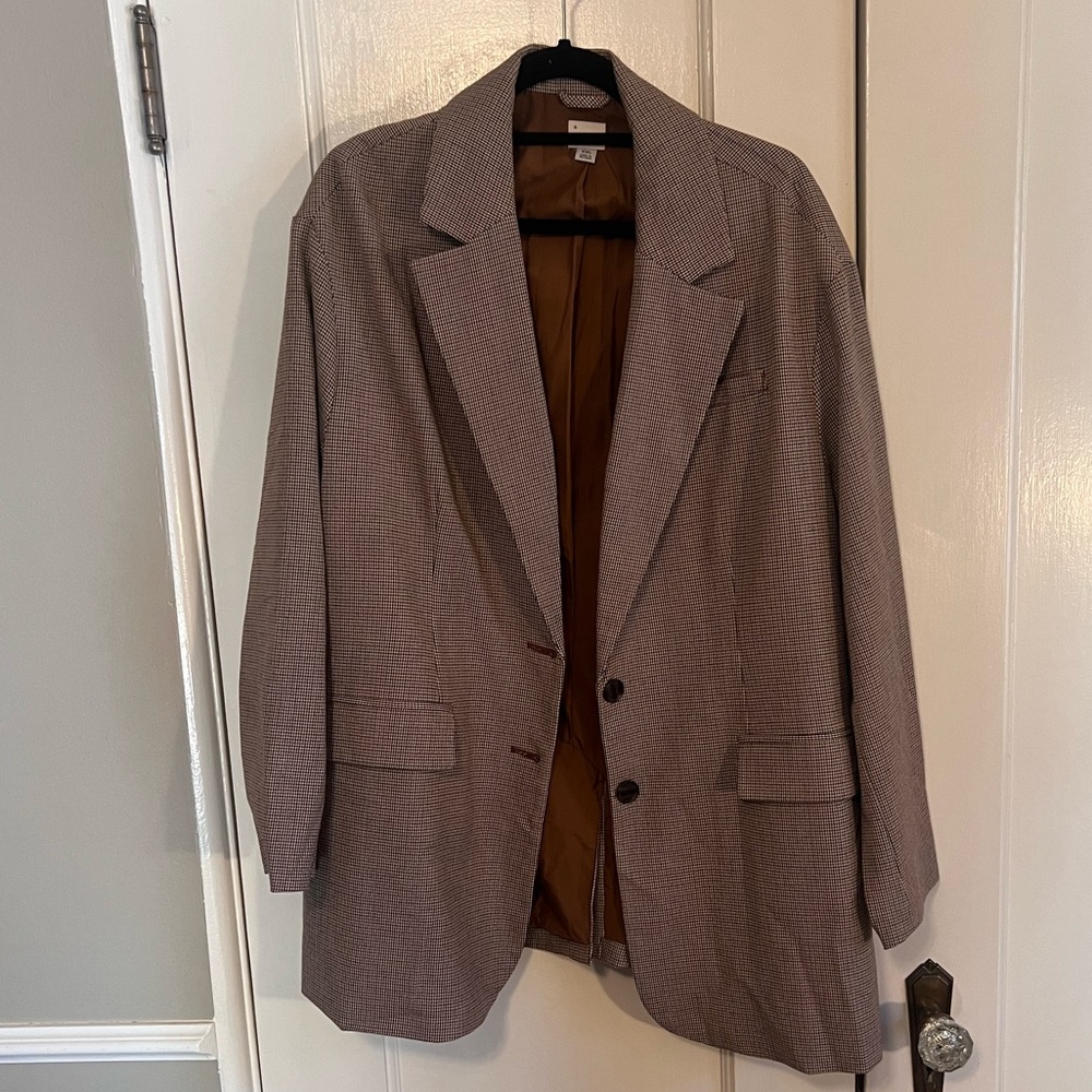 A New Day Womens Brown and black houndstooth Blazer